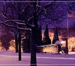 A night-time view of the American Club; Kohler, Wisconsin