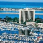 The Hyatt Islandia surrounded by West Mission Bay