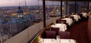 VIEW OF INDIANAPOLIS FROM HYATT REGENCY RESTAURANT